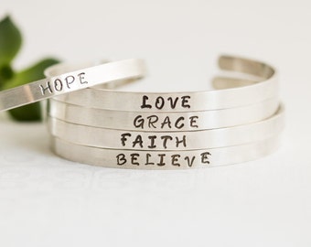 Personalized  Bracelet, Hand Stamped, Inspiration Bracelet, Name, Quote, Verse, Date, Believe, Hope, Faith, Love