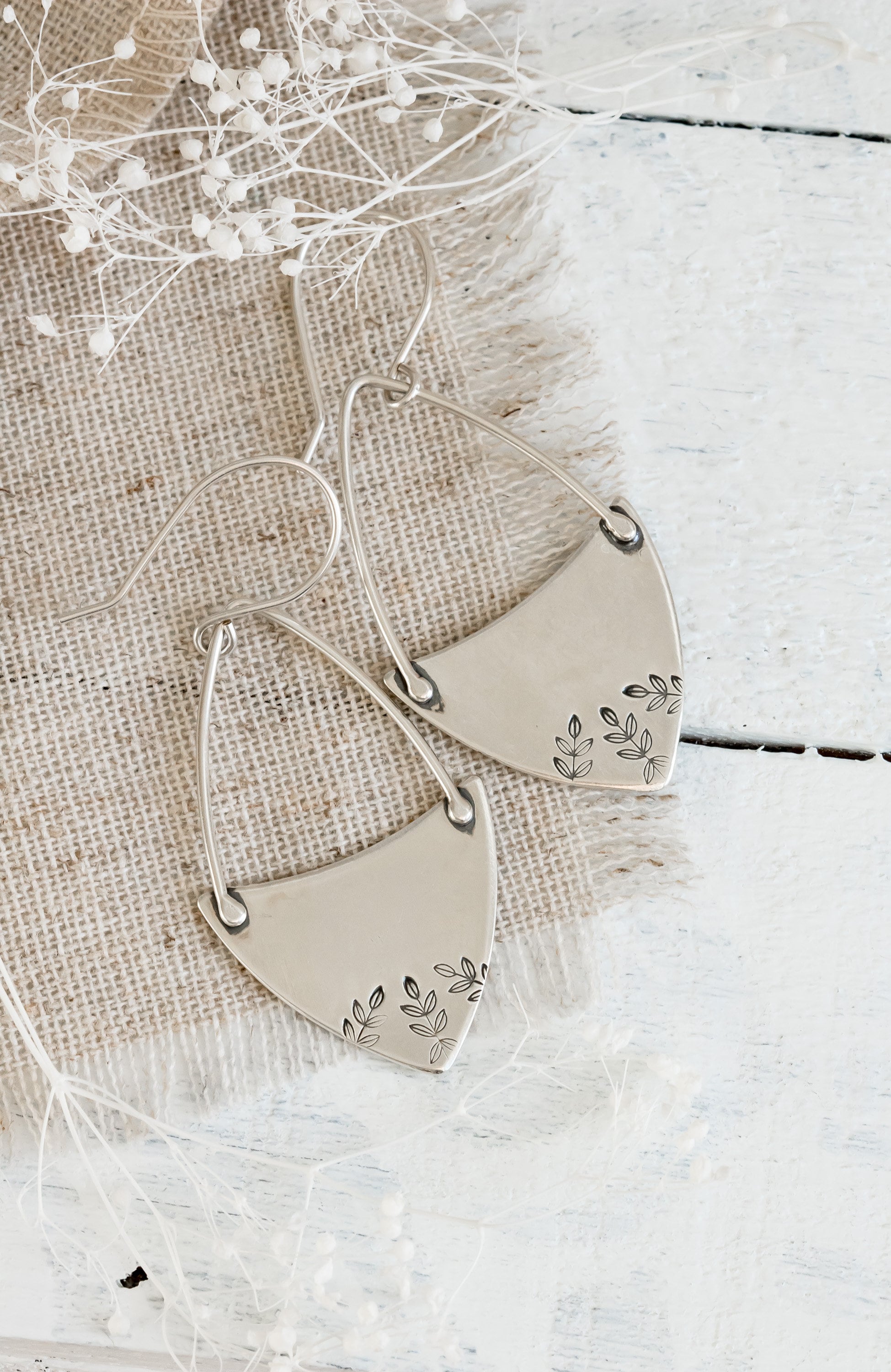 •FERN OVOID• silver dangle earrings