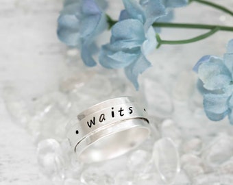 Purity Ring True Love Waits Stamped Ring Sterling Silver Christian Ring Guys Girls Promise Ring Spinner Ring Prayer, Fidget Ring PERSONALIZE