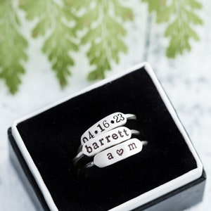 Name Ring Serling Silver • Nameplate Stacking Ring • Personalized Ring For Women •Name Ring For Mom • Stackable Name Rings • Lisa Ring