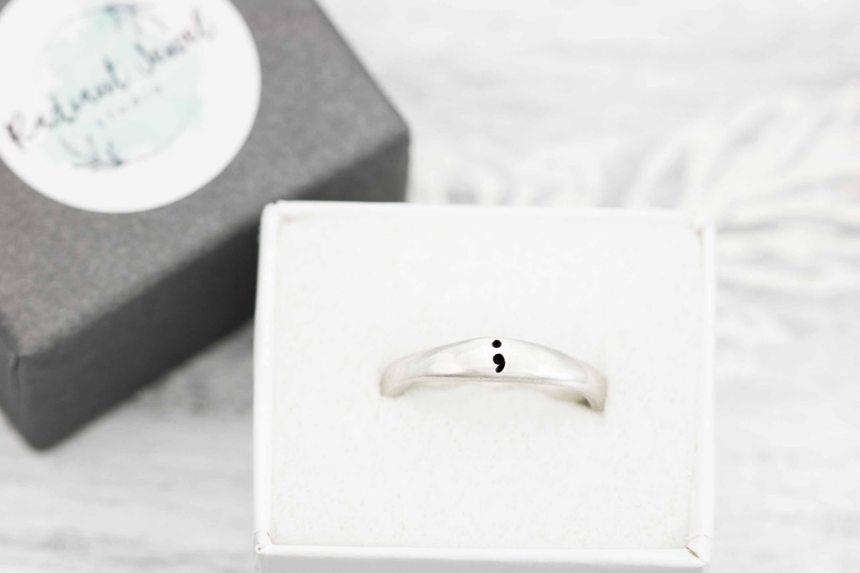 Sterling Silver Semi Colon Suicide and Mental Illness Awareness Ring ...