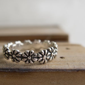 Daisy Ring, I Pick You Engraved Flower Ring, Silver Daisy Ring, Sterling Silver Rings For Women, Daisy Chain Ring Band, Silver Stacking Ring image 4