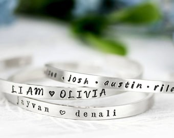 Personalized Gift For Mom, Personalized Gift For Grandma, Kids Names Bracelet, Silver Name Bracelet, Christmas Gift For Mom