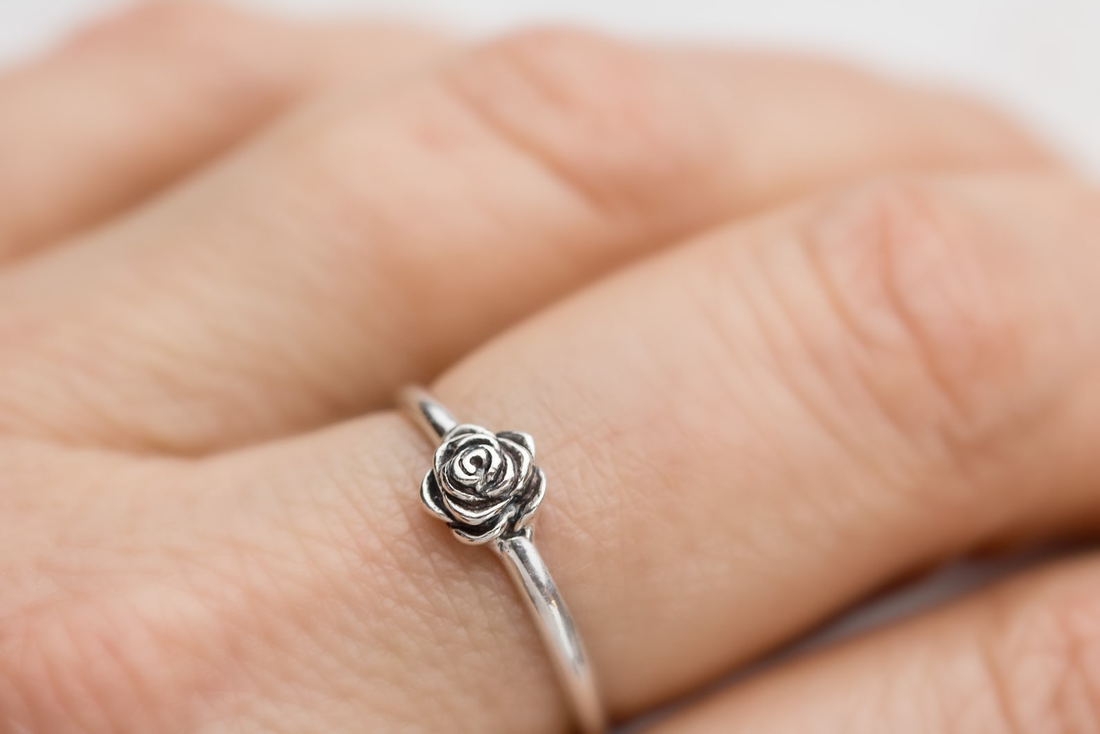 Sterling Silver Rose Ring Dainty Rose Ring 3D Rose Ring Etsy