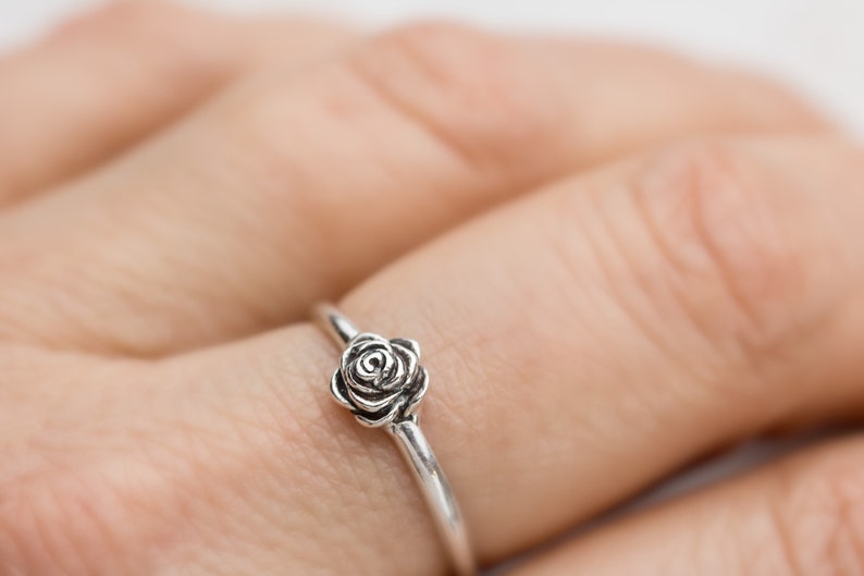 Sterling Silver Rose Ring Dainty Rose Ring 3D Rose Ring - Etsy