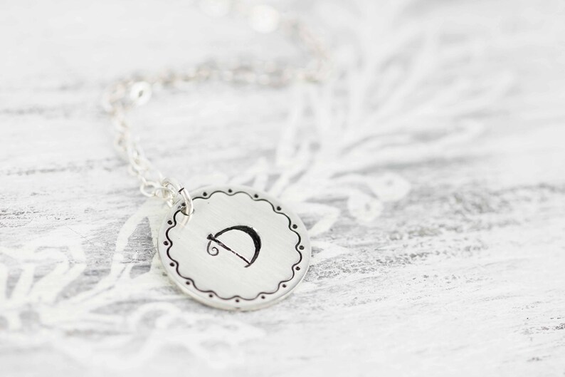 Initial Necklace Sterling Silver Initial Necklace Simple Etsy