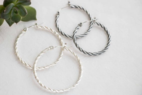 Silver Bird Earrings Silver Hoop Earrings Bird Jewelry Sterling Silver Hoops Big Hoop Earrings Sundance Style Jewelry Bird Earrings
