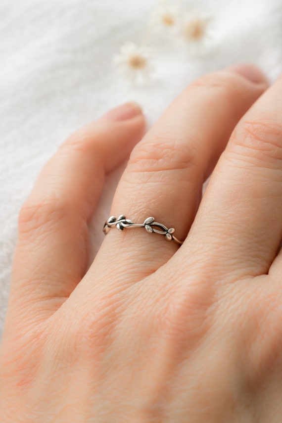 Sterling Silver Vine Ring • Silver Leaf Ring • Rose Vine Ring