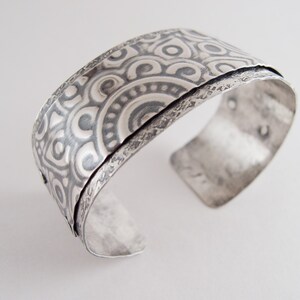 Sterling Silver Cuff Bracelet ~ Hammered Cuff ~ Textured Cuff ~ Artisan Jewelry ~  Style Jewelry ~ Metalwork ~ 1in Statement Cuff