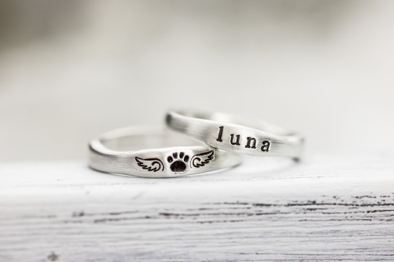 Sterling Silver Pet Memorial Ring Paw Print Jewelry Etsy
