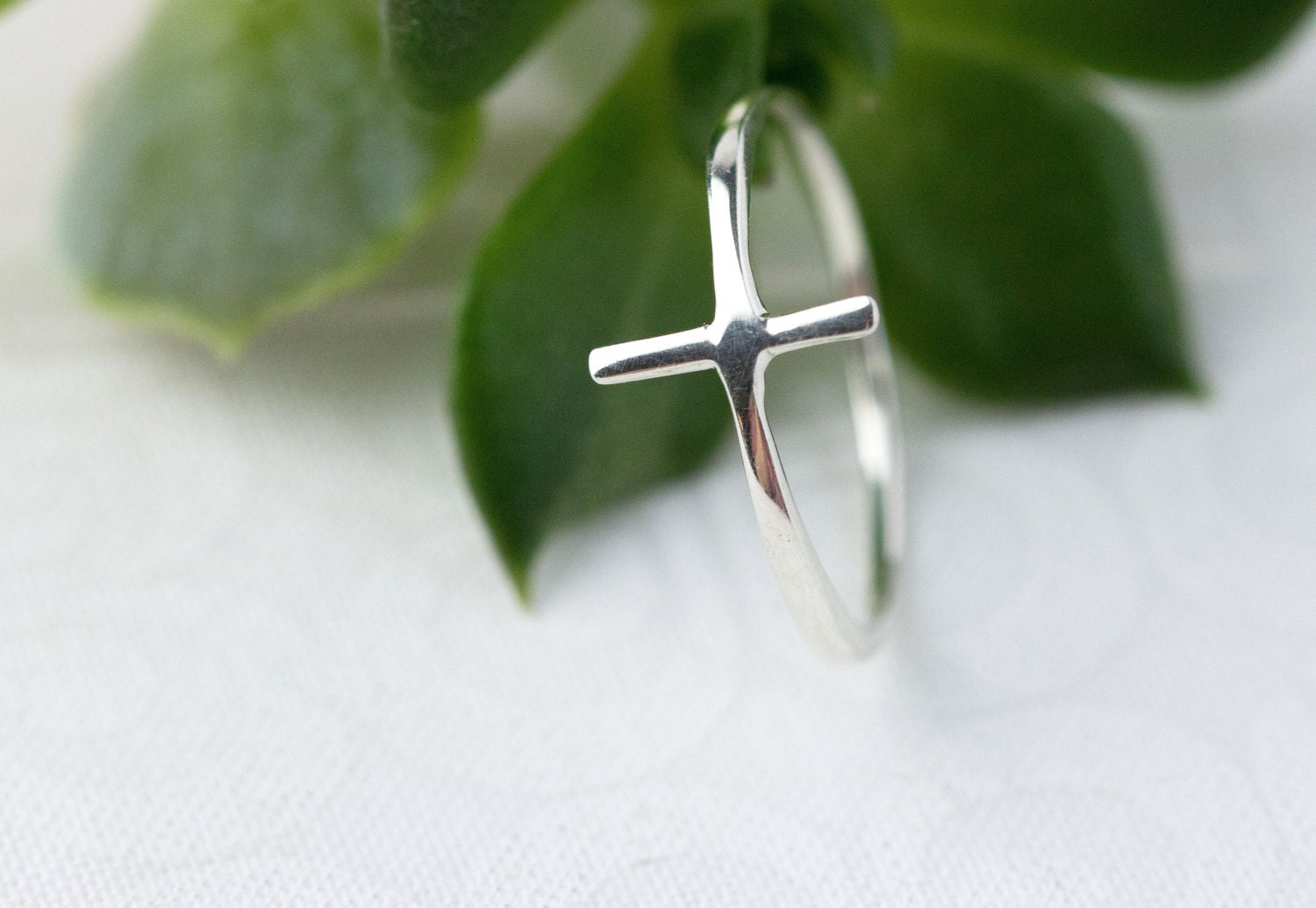 Sideways Cross Ring, Sterling Silver Cross Ring, Christian Rings, Sterling Silver Ring For Women