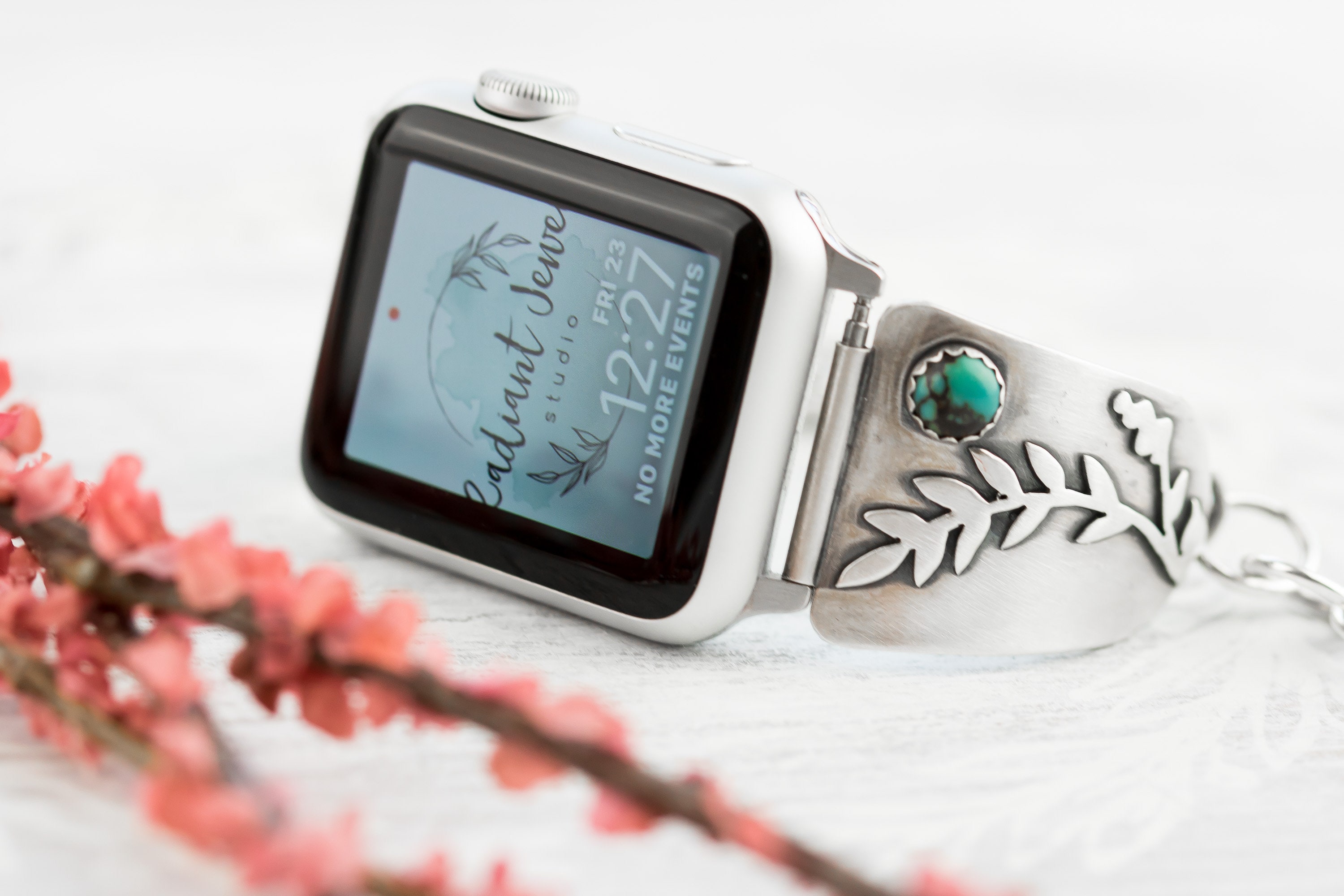 Silver turquoise store watch band
