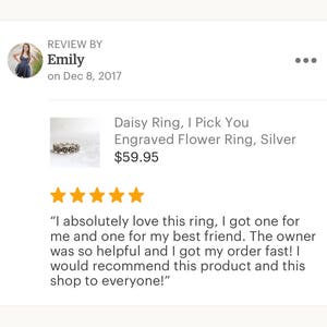 Daisy Ring, I Pick You Engraved Flower Ring, Silver Daisy Ring, Sterling Silver Rings For Women, Daisy Chain Ring Band, Silver Stacking Ring image 6