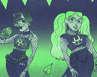 Cybergoth Witches Risograph