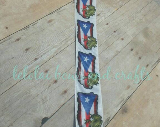 Pacifier Clip With Puerto Rico Map and Coqui Theme Inspired Ribbon