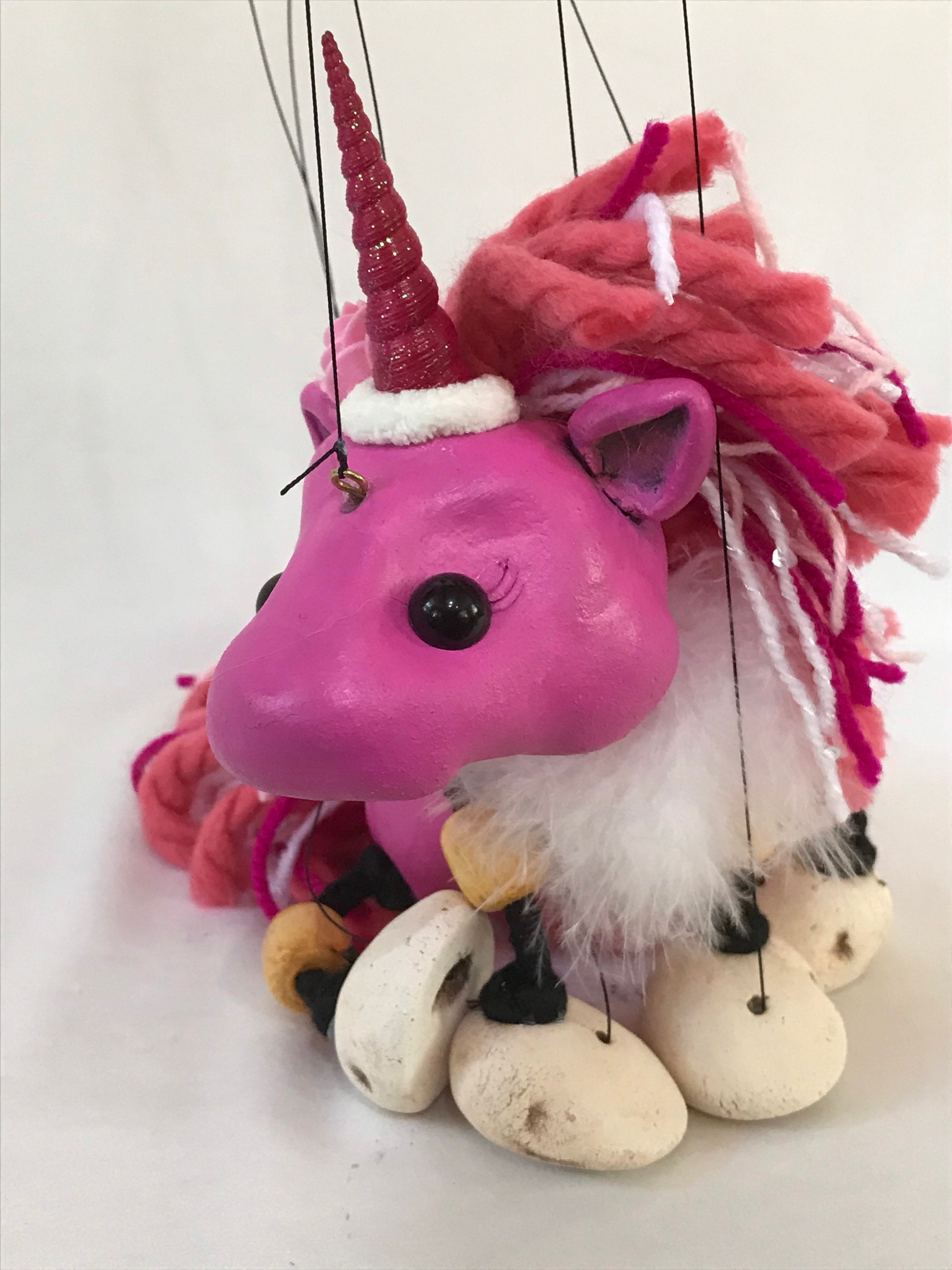 Pink Unicorn puppet handcrafted by The Squeaking Etsy