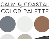 Calm Coastal Whole Home Paint Color Palette with Neutral & Blue