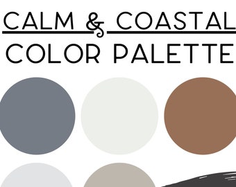 Calm Coastal Whole Home Paint Color Palette with Neutral & Blue