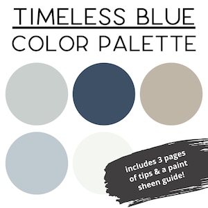 Timeless Blue Whole Home Paint Color Palette with Blues and Grays
