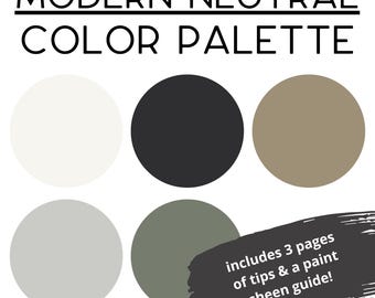 Paleta de colores de pintura moderna y neutra para toda la casa