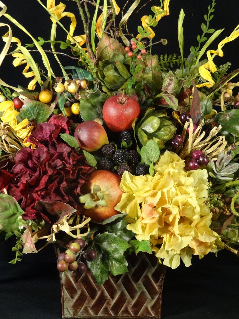 Silk Flower and Faux Fruit ArrangementTuscan Etsy