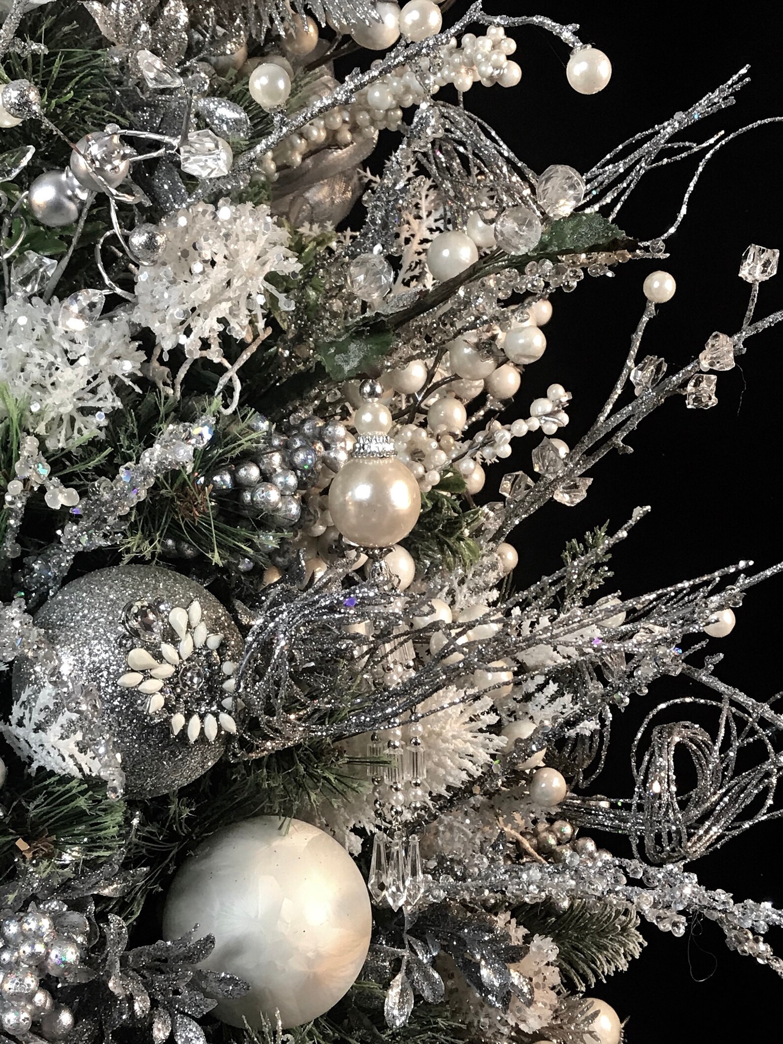 Elegant Lighted Silver ivory crystal Christmas TreeSilver Etsy