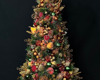 Sugared Fruit Tree,Small Decorated Christmas Tree,Luxury Arrangement,Sugared Fruit Arrangement,Table Top Tree,elegant Table Centerpiece