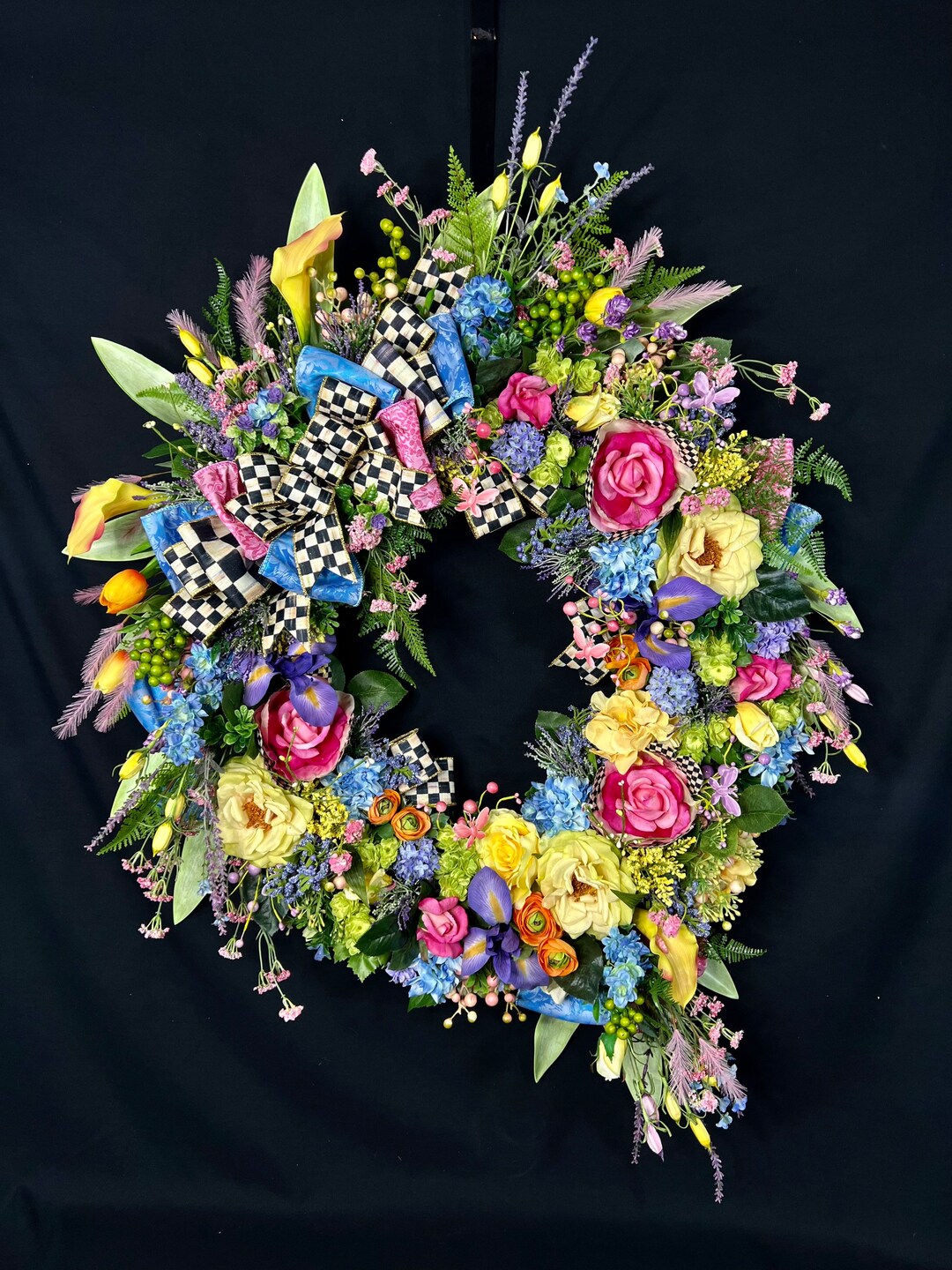 Large Luxury Summer Floral Wreaths,elegant High End Silk Flower Wreath