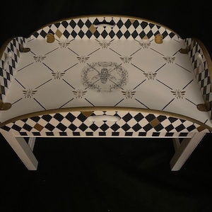Bee Motif Table, Black and White Harlequin Table, Black and White Checked Table, Black and White Coffee Table, Butler’s Table