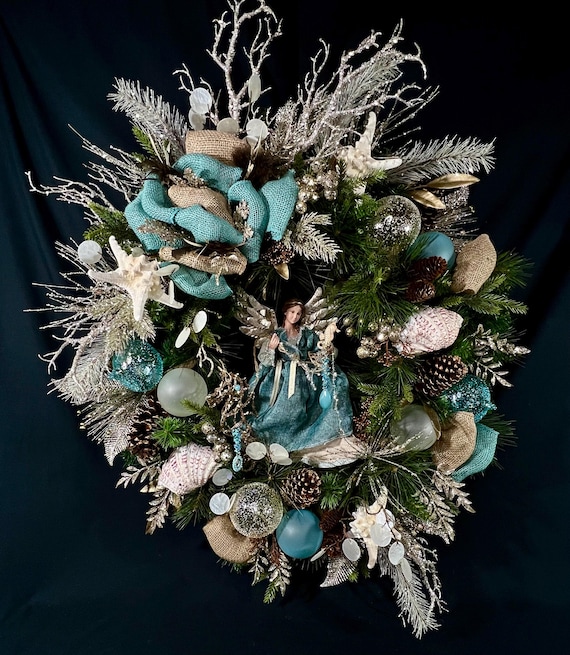 XL Coastal Christmas Wreath,large Luxury Double Door Holiday