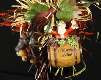 Lighted Tuscan Wine Bottle Christmas Candle Holder,Unique Mens Christmas gift,Wine bottle Tuscan Christmas Centerpiece,Santa Wine Ornament