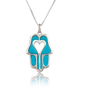 Israeli Jewelry Hamsa Necklace Silver 925 Birthday Bat Mitzvah Gift for girl, Jewish Necklace Judaica Symbol Hand Protective Amulet Kabbalah
