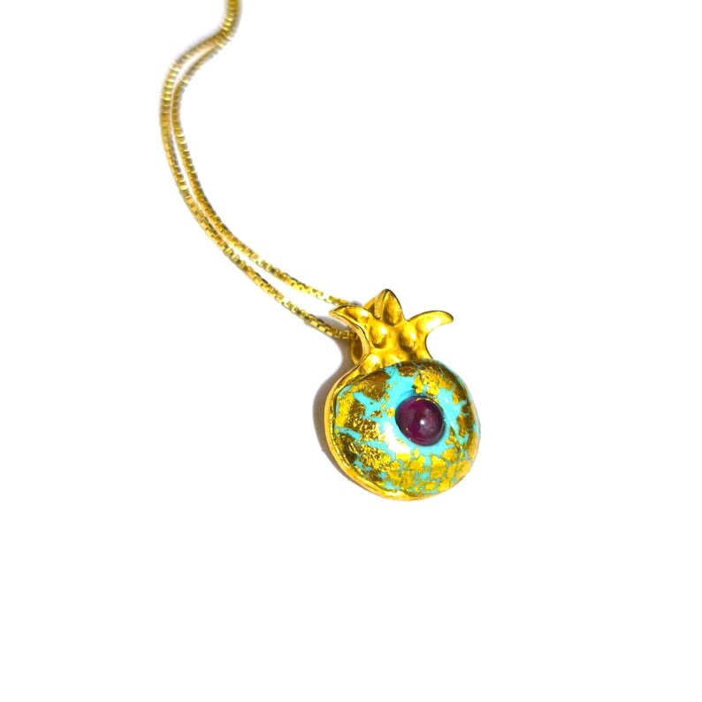 Collier Grenade d'Israël, Grenat, Or et Argent – Bijou artisanal israélien, cadeau idéal pour elle. Grenat, fruit de Jérusalem, cadeau de Terre Sainte. image 4