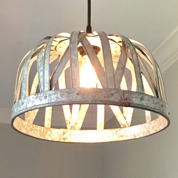 Galvanized Pendant Light - ceiling light, rustic lighting, farmhouse, vintage, kitchen lighting
