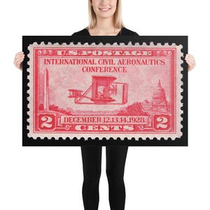 US Stamp #649 - 1928 - 2 cent - Wright Brothers Flugzeug - Poster Print