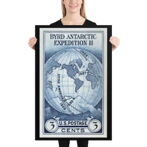 Sello estadounidense 735a - 1934 - 3 centavos - Expedición Antártica Byrd - Impresión de póster