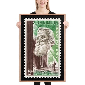 Timbre américain n° 1245 - 1964 5 cents - John Muir écologiste - Photo encadrée