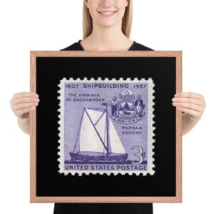Francobollo USA n. 1095 - Anniversario della costruzione navale del 1957 - Foto incorniciata