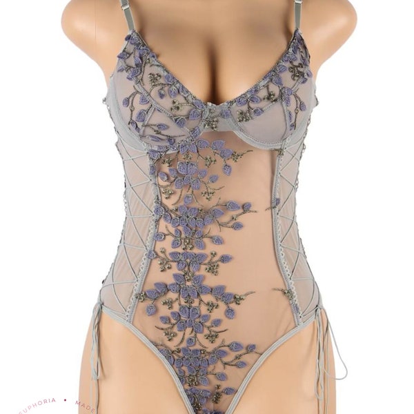 Sheer One Shoulder Hollow Teddies main image 1