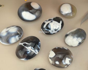 Natural Orca Agate Palm Stone: Healing Crystal Gemstone