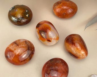 Natural Carnelian Palm Stones Healing Crystal Crafts Red Agate Palms Gemstones