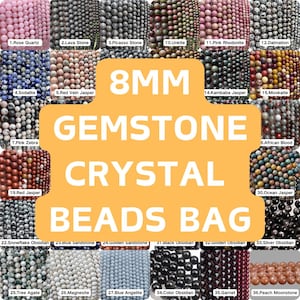 8MM Natural Gemstone Beads: Round Crystal DIY Bracelet Beads (23-115 pcs)