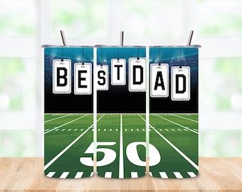Bicchiere termico da 20 oz con stampa "Best Dad Football Field".