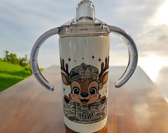 Tazza personalizzata per bambini con tappo intercambiabile e coperchio con cannuccia