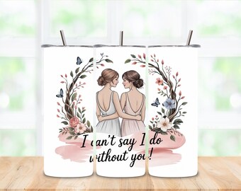 Bicchiere termico da 20 oz per sposa e damigella d'onore