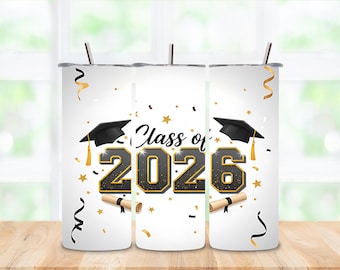 Bicchiere termico da 20 oz (590 ml) nero e oro, classe 2026