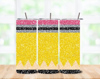 Bicchiere termico da 20 oz con scritta "Glitter Pencil Teacher", regalo per insegnanti in segno di apprezzamento.