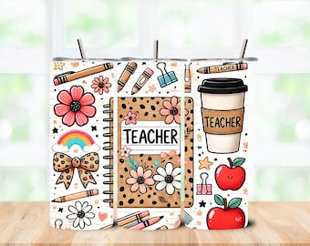 Bicchiere termico Leopard Teacher da 20 oz, regalo per insegnanti per ringraziare gli insegnanti.