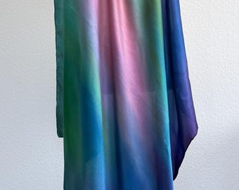 Hand Painted Abstract Silk Scarf Gift for Lady Unique Birthday Gift.
