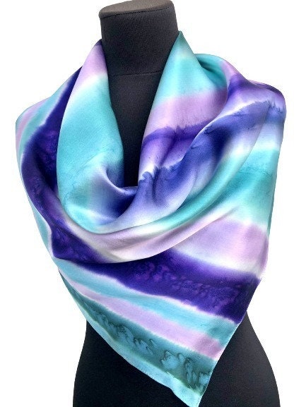 Gemstones On Turquoise Silk Square Scarf